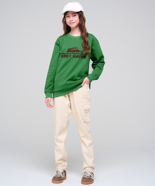 KRIFF MAYER Kid's Collection(クリフメイヤーキッズコレクション)の「サガラ刺繍裏起毛クルー(ロゴ)(スウェット・キッズ・ナチュラル/ベージュ/チャコール/カラフル/グリーン/レッド/ブラウン/パープル・170/160/150/130/120/140)」の9枚目の写真