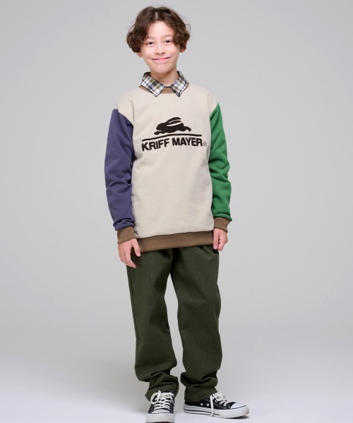 KRIFF MAYER Kid's Collection(クリフメイヤーキッズコレクション)の「サガラ刺繍裏起毛クルー(ロゴ)(スウェット・キッズ・ナチュラル/ベージュ/チャコール/カラフル/グリーン/レッド/ブラウン/パープル・170/160/150/130/120/140)」の12枚目の写真