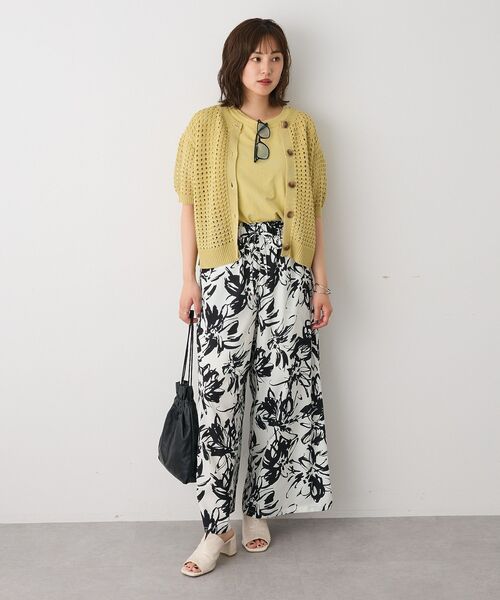 CRAFT STANDARD BOUTIQUE（クラフトスタンダードブティック）の「ハーフスリーブメッシュニットカーディガン（カーディガン/ボレロ・レディース・ブラック/ライトグリーン/ライトベージュ・FREE）」の4枚目の写真