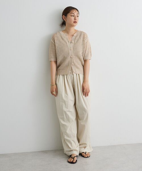 CRAFT STANDARD BOUTIQUE（クラフトスタンダードブティック）の「ハーフスリーブメッシュニットカーディガン（カーディガン/ボレロ・レディース・ブラック/ライトグリーン/ライトベージュ・FREE）」の9枚目の写真