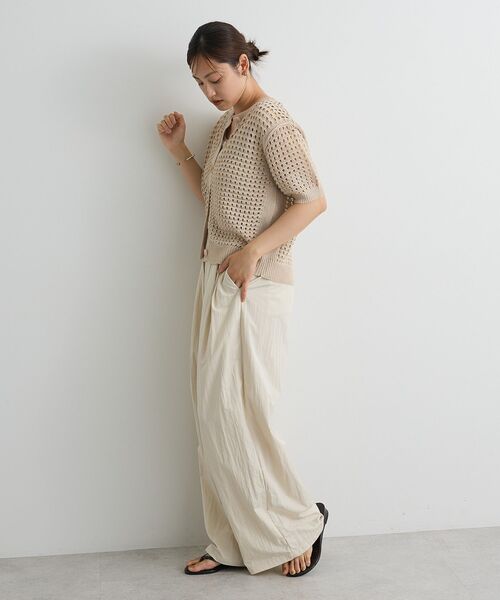 CRAFT STANDARD BOUTIQUE（クラフトスタンダードブティック）の「ハーフスリーブメッシュニットカーディガン（カーディガン/ボレロ・レディース・ブラック/ライトグリーン/ライトベージュ・FREE）」の10枚目の写真