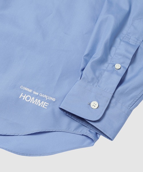 COMMEdesGARCONS HOMME 無地ライトブルー長袖シャツ ポケット COTTON BROAD CdG HOMME LOGO SHIRT（シャツ/ブラウス）｜COMME