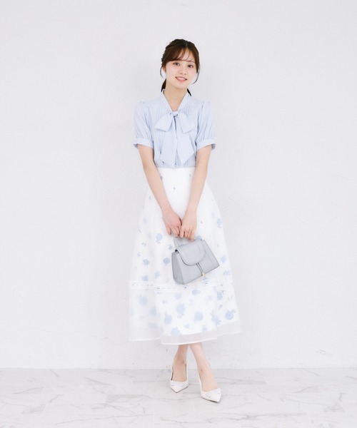 tocco closet(トッコ クローゼット)の「【ZOZO限定】ピンタック半袖ボウタイブラウス(シャツ/ブラウス・レディース・ベージュ/ピンク/オフホワイト/ブルー・M)」の15枚目の写真