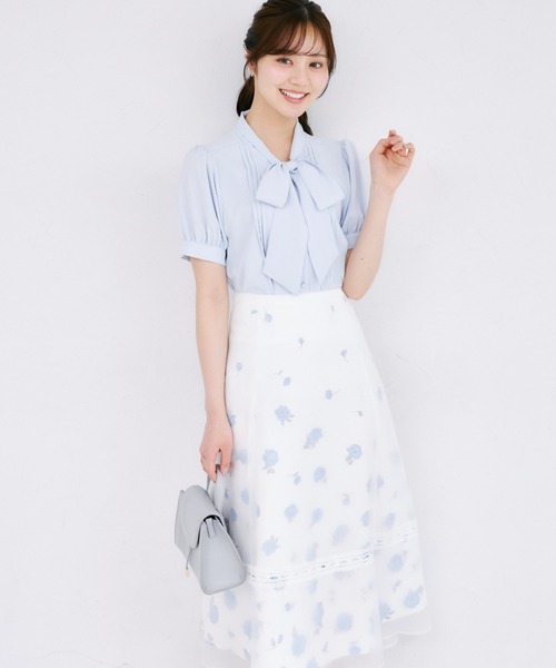 tocco closet(トッコ クローゼット)の「【ZOZO限定】ピンタック半袖ボウタイブラウス(シャツ/ブラウス・レディース・ベージュ/ピンク/オフホワイト/ブルー・M)」の16枚目の写真