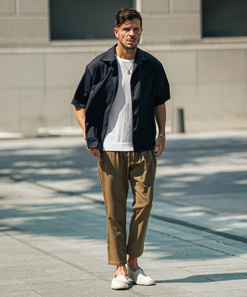 JOKER（ジョーカー）の「楊柳オープンカラー半袖シャツ メンズ 開襟 カジュアル ネイビー ブラック（シャツ/ブラウス・メンズ・ブラック/ネイビー/モカ・M/L/LL）」の4枚目の写真