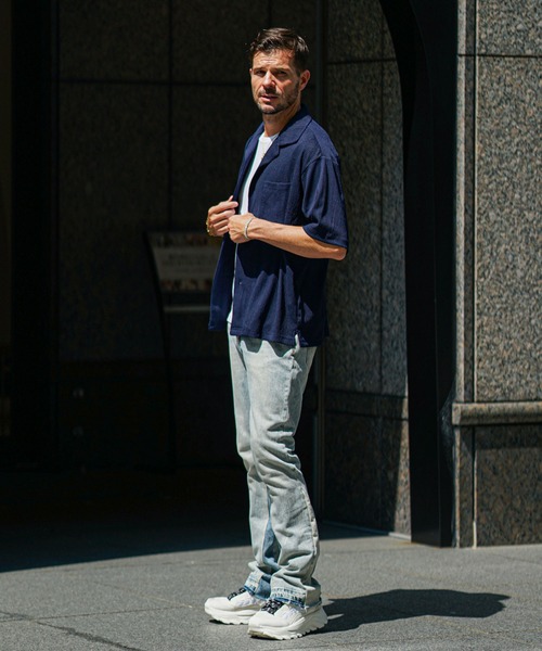 JOKER（ジョーカー）の「楊柳オープンカラー半袖シャツ メンズ 開襟 カジュアル ネイビー ブラック（シャツ/ブラウス・メンズ・ブラック/ネイビー/モカ・M/L/LL）」の8枚目の写真