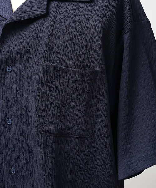 JOKER（ジョーカー）の「楊柳オープンカラー半袖シャツ メンズ 開襟 カジュアル ネイビー ブラック（シャツ/ブラウス・メンズ・ブラック/ネイビー/モカ・M/L/LL）」の11枚目の写真