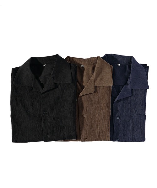 JOKER（ジョーカー）の「楊柳オープンカラー半袖シャツ メンズ 開襟 カジュアル ネイビー ブラック（シャツ/ブラウス・メンズ・ブラック/ネイビー/モカ・M/L/LL）」の17枚目の写真