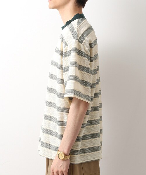 THE SHOP TK (ザ ショップ ティーケー )の「変形ボーダー半袖Tシャツ【洗濯機OK】(Tシャツ/カットソー・メンズ・カーキ系2/ネイビー系2/モスグリーン系2・02/03/04)」の17枚目の写真
