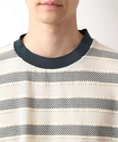 THE SHOP TK (ザ ショップ ティーケー )の「変形ボーダー半袖Tシャツ【洗濯機OK】(Tシャツ/カットソー・メンズ・カーキ系2/ネイビー系2/モスグリーン系2・02/03/04)」の19枚目の写真