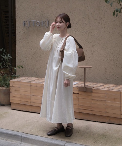 ポジャギ　130×120 ホワイトリネン　No.175 セール】シアーロングワンピース（ワンピース）｜moi tytto