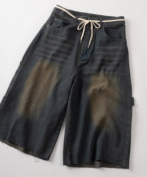 SlashDate（スラッシュデイト）の「【93-1】ヴィンテージウォッシュ ワイドデニム ワークショーツ（その他パンツ・メンズ・ブルー/ブラック/ネイビー・M/L/XL）」の3枚目の写真