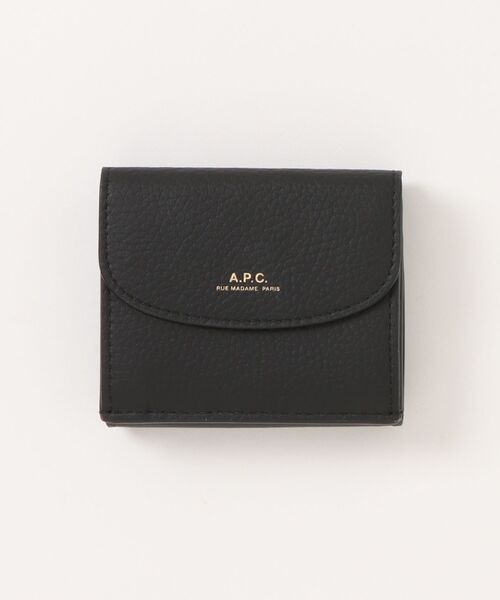 A.P.C.（アーペーセー）の「TRIFOLD GENEVE GRAINE（財布・レディース・ブラウン/レッド系その他/ブラック・ONESIZE）」の2枚目の写真