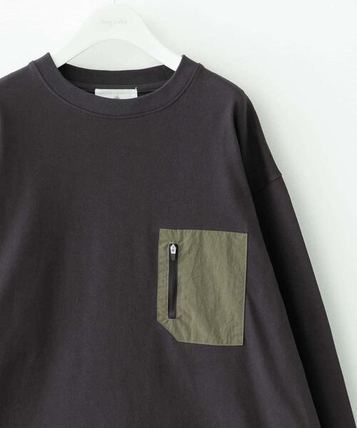 URBAN RESEARCH Sonny Label(アーバンリサーチサニーレーベル)の「ヘビーウェイトナイロン布帛ポケットロングスリーブTシャツ(Tシャツ/カットソー・メンズ・ブラック/ホワイト/チャコールグレー/カーキ・MEDIUM/LARGE/X-LARGE)」の3枚目の写真