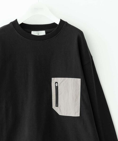 URBAN RESEARCH Sonny Label(アーバンリサーチサニーレーベル)の「ヘビーウェイトナイロン布帛ポケットロングスリーブTシャツ(Tシャツ/カットソー・メンズ・ブラック/ホワイト/チャコールグレー/カーキ・MEDIUM/LARGE/X-LARGE)」の2枚目の写真