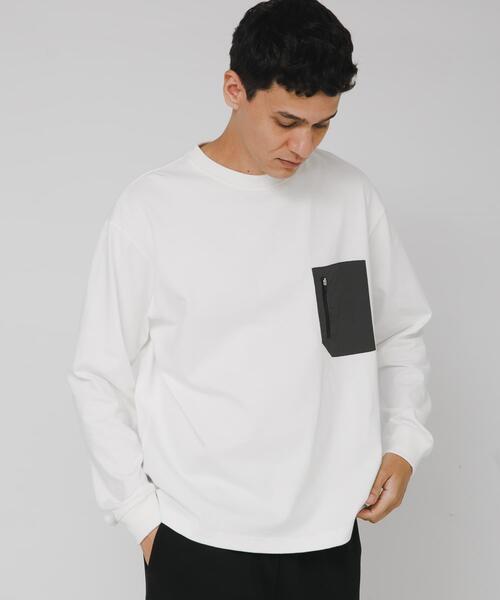 URBAN RESEARCH Sonny Label(アーバンリサーチサニーレーベル)の「ヘビーウェイトナイロン布帛ポケットロングスリーブTシャツ(Tシャツ/カットソー・メンズ・ブラック/ホワイト/チャコールグレー/カーキ・MEDIUM/LARGE/X-LARGE)」の6枚目の写真