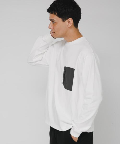 URBAN RESEARCH Sonny Label(アーバンリサーチサニーレーベル)の「ヘビーウェイトナイロン布帛ポケットロングスリーブTシャツ(Tシャツ/カットソー・メンズ・ブラック/ホワイト/チャコールグレー/カーキ・MEDIUM/LARGE/X-LARGE)」の7枚目の写真
