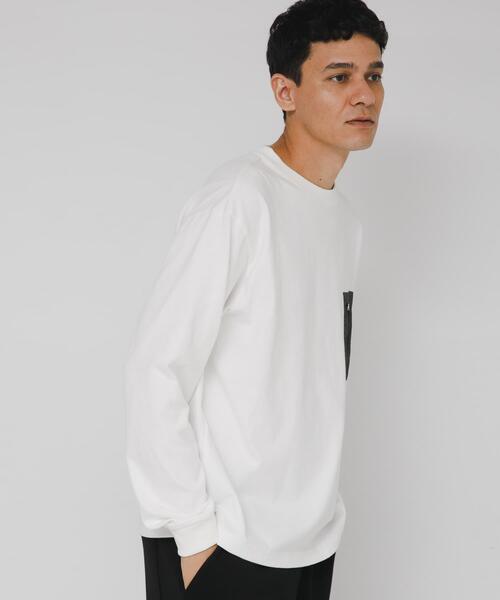 URBAN RESEARCH Sonny Label(アーバンリサーチサニーレーベル)の「ヘビーウェイトナイロン布帛ポケットロングスリーブTシャツ(Tシャツ/カットソー・メンズ・ブラック/ホワイト/チャコールグレー/カーキ・MEDIUM/LARGE/X-LARGE)」の9枚目の写真