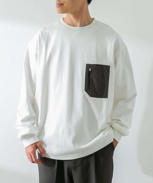 URBAN RESEARCH Sonny Label(アーバンリサーチサニーレーベル)の「ヘビーウェイトナイロン布帛ポケットロングスリーブTシャツ(Tシャツ/カットソー・メンズ・ブラック/ホワイト/チャコールグレー/カーキ・MEDIUM/LARGE/X-LARGE)」の15枚目の写真