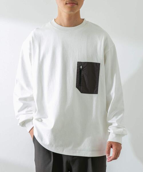 URBAN RESEARCH Sonny Label(アーバンリサーチサニーレーベル)の「ヘビーウェイトナイロン布帛ポケットロングスリーブTシャツ(Tシャツ/カットソー・メンズ・ブラック/ホワイト/チャコールグレー/カーキ・MEDIUM/LARGE/X-LARGE)」の16枚目の写真