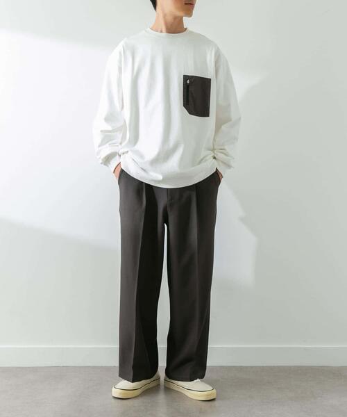URBAN RESEARCH Sonny Label(アーバンリサーチサニーレーベル)の「ヘビーウェイトナイロン布帛ポケットロングスリーブTシャツ(Tシャツ/カットソー・メンズ・ブラック/ホワイト/チャコールグレー/カーキ・MEDIUM/LARGE/X-LARGE)」の17枚目の写真