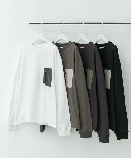 URBAN RESEARCH Sonny Label(アーバンリサーチサニーレーベル)の「ヘビーウェイトナイロン布帛ポケットロングスリーブTシャツ(Tシャツ/カットソー・メンズ・ブラック/ホワイト/チャコールグレー/カーキ・MEDIUM/LARGE/X-LARGE)」の18枚目の写真