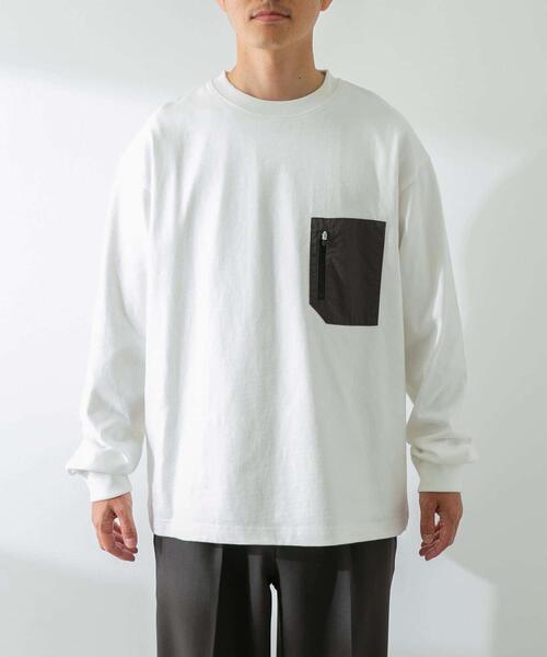 URBAN RESEARCH Sonny Label(アーバンリサーチサニーレーベル)の「ヘビーウェイトナイロン布帛ポケットロングスリーブTシャツ(Tシャツ/カットソー・メンズ・ブラック/ホワイト/チャコールグレー/カーキ・MEDIUM/LARGE/X-LARGE)」の19枚目の写真