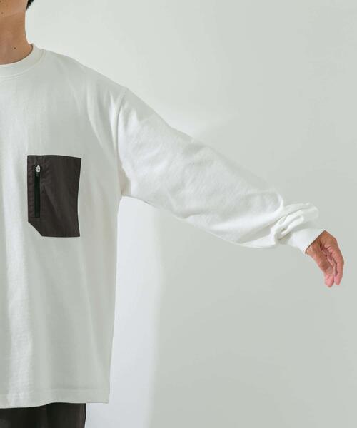 URBAN RESEARCH Sonny Label(アーバンリサーチサニーレーベル)の「ヘビーウェイトナイロン布帛ポケットロングスリーブTシャツ(Tシャツ/カットソー・メンズ・ブラック/ホワイト/チャコールグレー/カーキ・MEDIUM/LARGE/X-LARGE)」の22枚目の写真