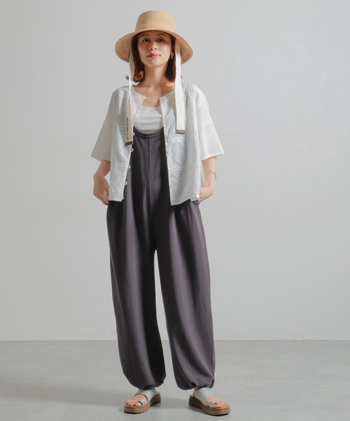 studio CLIP（スタディオクリップ）の「裾ドロスト裏毛サロペット[プチサイズあり]（サロペット/オーバーオール・レディース・スモーク/オフホワイト・FREE/PF）」の22枚目の写真