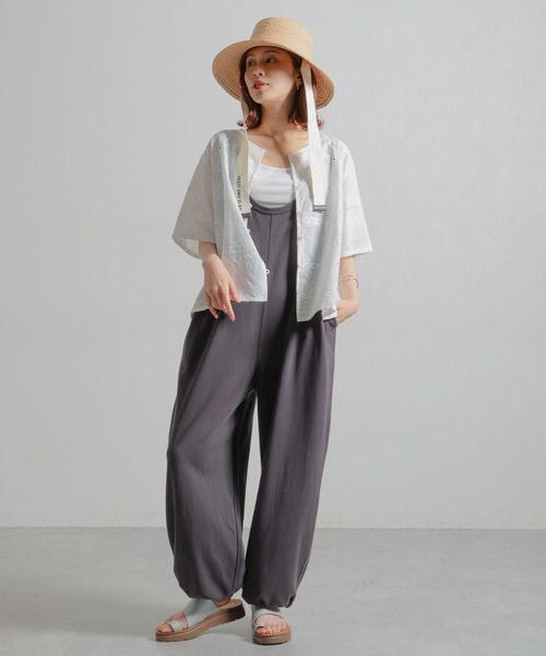 studio CLIP（スタディオクリップ）の「裾ドロスト裏毛サロペット[プチサイズあり]（サロペット/オーバーオール・レディース・スモーク/オフホワイト・FREE/PF）」の21枚目の写真