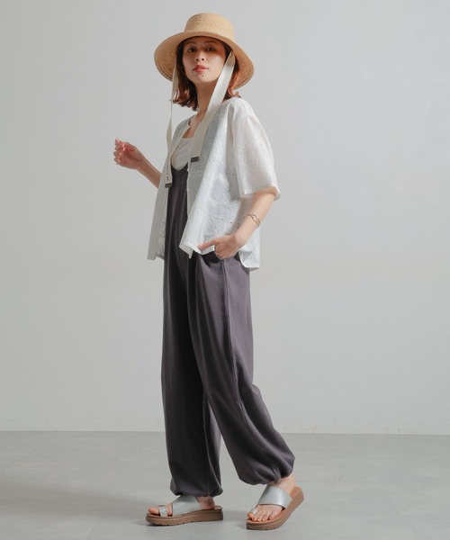 studio CLIP（スタディオクリップ）の「裾ドロスト裏毛サロペット[プチサイズあり]（サロペット/オーバーオール・レディース・スモーク/オフホワイト・FREE/PF）」の19枚目の写真