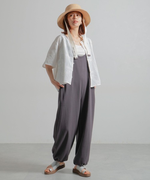 studio CLIP（スタディオクリップ）の「裾ドロスト裏毛サロペット[プチサイズあり]（サロペット/オーバーオール・レディース・スモーク/オフホワイト・FREE/PF）」の18枚目の写真