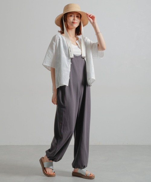 studio CLIP（スタディオクリップ）の「裾ドロスト裏毛サロペット[プチサイズあり]（サロペット/オーバーオール・レディース・スモーク/オフホワイト・FREE/PF）」の17枚目の写真