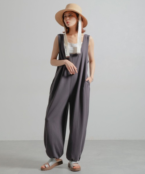 studio CLIP（スタディオクリップ）の「裾ドロスト裏毛サロペット[プチサイズあり]（サロペット/オーバーオール・レディース・スモーク/オフホワイト・FREE/PF）」の16枚目の写真