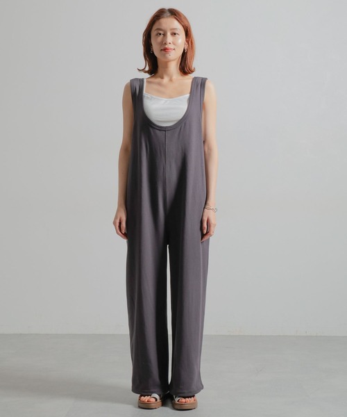 studio CLIP（スタディオクリップ）の「裾ドロスト裏毛サロペット[プチサイズあり]（サロペット/オーバーオール・レディース・スモーク/オフホワイト・FREE/PF）」の14枚目の写真