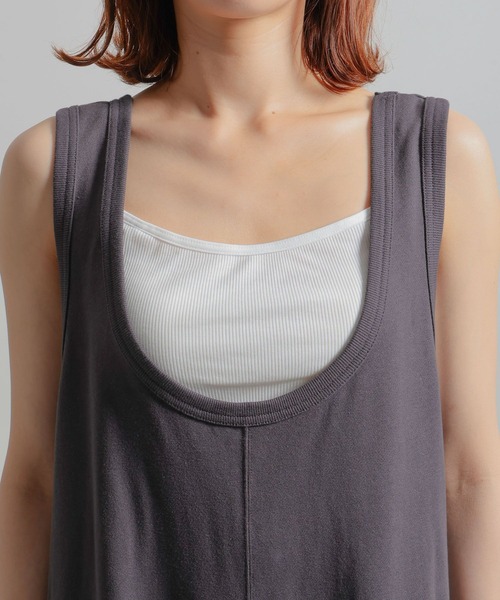 studio CLIP（スタディオクリップ）の「裾ドロスト裏毛サロペット[プチサイズあり]（サロペット/オーバーオール・レディース・スモーク/オフホワイト・FREE/PF）」の11枚目の写真