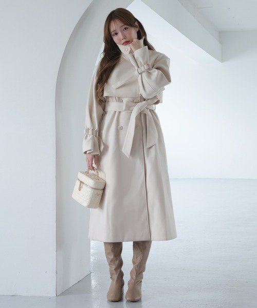 one after another NICE CLAUP(ワンアフターアナザーナイスクラップ)の「【今すぐお届け可能!】MLサイズ展開あり/ロングステンカラーコート(ステンカラーコート・レディース・チャコールグレー/アイボリー/ブラック/ブラウン系その他・MEDIUM/LARGE)」の2枚目の写真