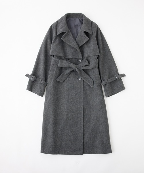 one after another NICE CLAUP(ワンアフターアナザーナイスクラップ)の「【今すぐお届け可能!】MLサイズ展開あり/ロングステンカラーコート(ステンカラーコート・レディース・チャコールグレー/アイボリー/ブラック/ブラウン系その他・MEDIUM/LARGE)」の20枚目の写真