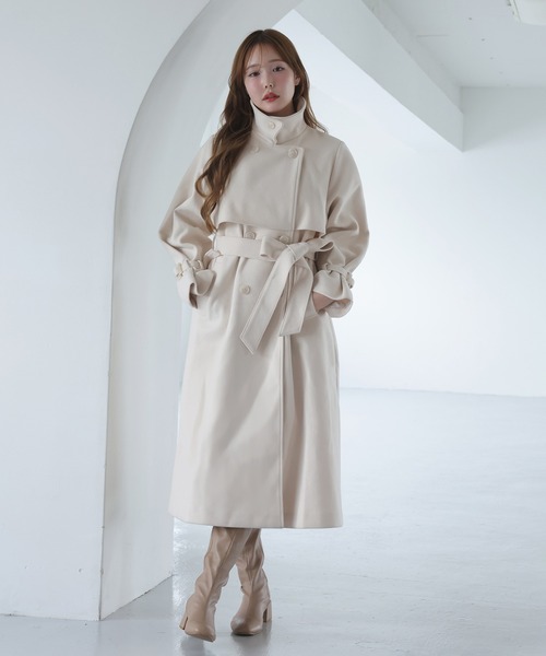 one after another NICE CLAUP(ワンアフターアナザーナイスクラップ)の「【今すぐお届け可能!】MLサイズ展開あり/ロングステンカラーコート(ステンカラーコート・レディース・チャコールグレー/アイボリー/ブラック/ブラウン系その他・MEDIUM/LARGE)」の5枚目の写真