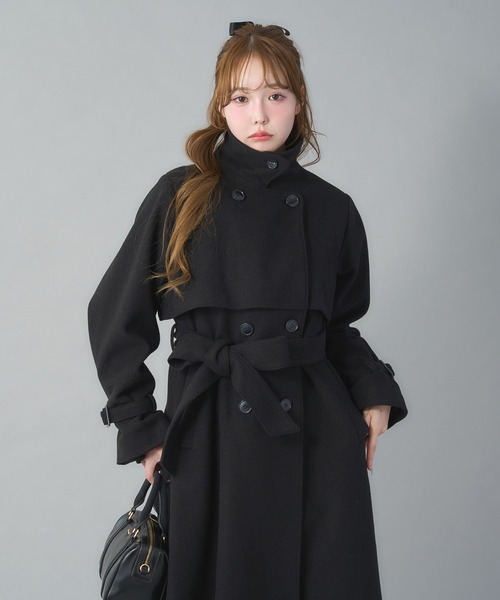 最終お値下げになります★CADUNE Pコート サイズ展開あり/ロングステンカラーコート（ステンカラーコート）｜one