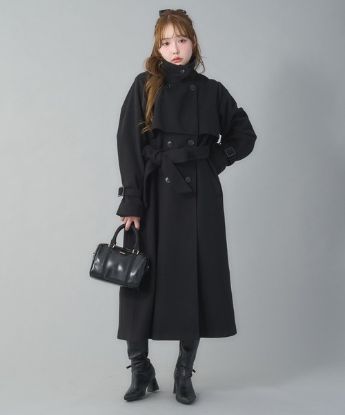 新品未使用 コート　黒 sakishimatokyo トレンチコート コート 「新色追加」ミドル丈 フレア