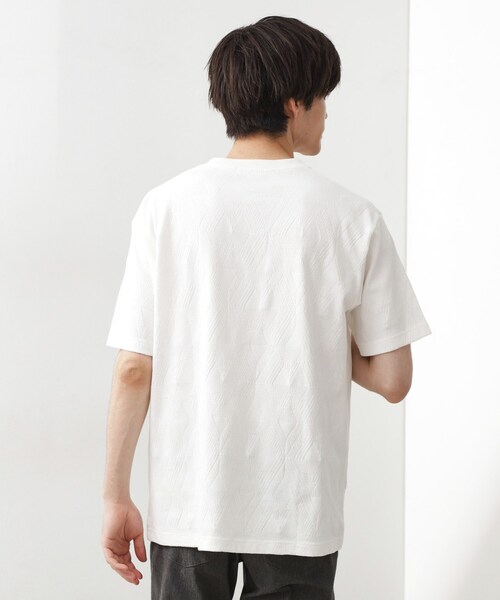 THE SHOP TK (ザ ショップ ティーケー )の「パターンジャカード半袖Tシャツ【洗濯機OK】(Tシャツ/カットソー・メンズ・オフホワイト/ブラック・04/03/02/01)」の3枚目の写真