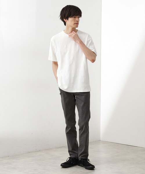THE SHOP TK (ザ ショップ ティーケー )の「パターンジャカード半袖Tシャツ【洗濯機OK】(Tシャツ/カットソー・メンズ・オフホワイト/ブラック・04/03/02/01)」の5枚目の写真