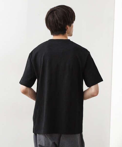 THE SHOP TK (ザ ショップ ティーケー )の「パターンジャカード半袖Tシャツ【洗濯機OK】(Tシャツ/カットソー・メンズ・オフホワイト/ブラック・04/03/02/01)」の8枚目の写真