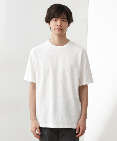 THE SHOP TK (ザ ショップ ティーケー )の「パターンジャカード半袖Tシャツ【洗濯機OK】(Tシャツ/カットソー・メンズ・オフホワイト/ブラック・04/03/02/01)」の11枚目の写真