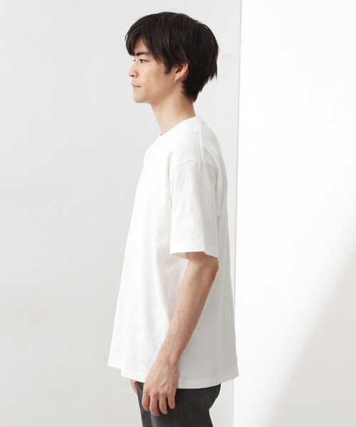 THE SHOP TK (ザ ショップ ティーケー )の「パターンジャカード半袖Tシャツ【洗濯機OK】(Tシャツ/カットソー・メンズ・オフホワイト/ブラック・04/03/02/01)」の12枚目の写真
