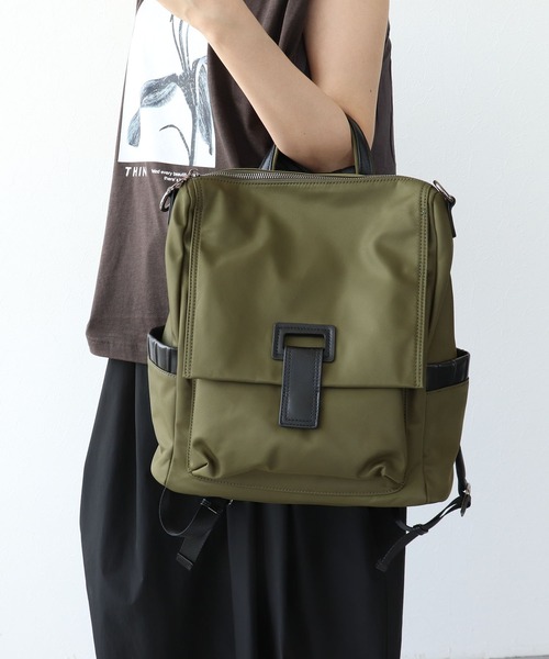 Cepica（セピカ）の「牛革×撥水ナイロン3Wayリュック（バックパック/リュック・レディース・ブラック/カーキ・FREE）」の6枚目の写真