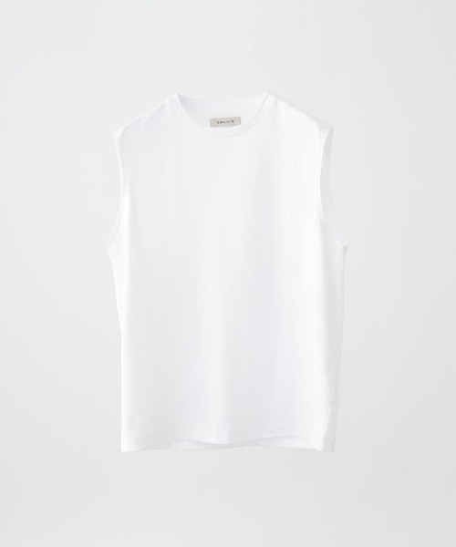 B.C STOCK（ベーセーストック）の「ギザコットン ノースリーブTシャツ（タンクトップ・メンズ・ホワイト/ベージュ/スミクロ・LARGE/MEDIUM）」の2枚目の写真