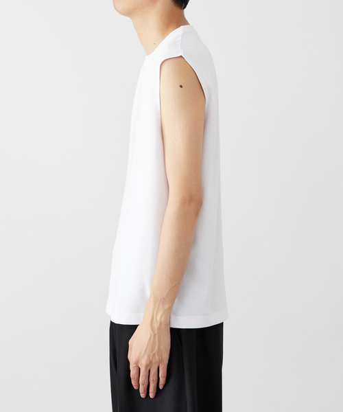 B.C STOCK（ベーセーストック）の「ギザコットン ノースリーブTシャツ（タンクトップ・メンズ・ホワイト/ベージュ/スミクロ・LARGE/MEDIUM）」の5枚目の写真