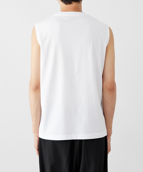 B.C STOCK（ベーセーストック）の「ギザコットン ノースリーブTシャツ（タンクトップ・メンズ・ホワイト/ベージュ/スミクロ・LARGE/MEDIUM）」の6枚目の写真